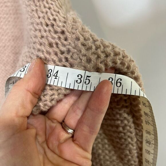 Oversized V Neck Tan Taupe Knit Sweater - Picture 9 of 10